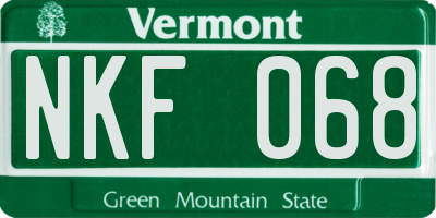 VT license plate NKF068