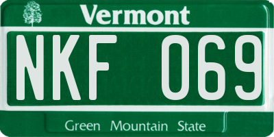 VT license plate NKF069