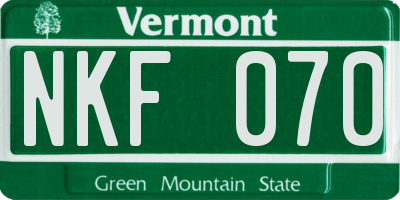 VT license plate NKF070
