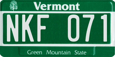 VT license plate NKF071