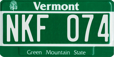VT license plate NKF074