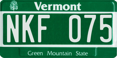 VT license plate NKF075