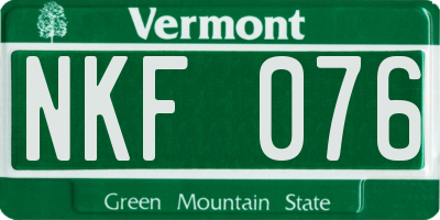 VT license plate NKF076