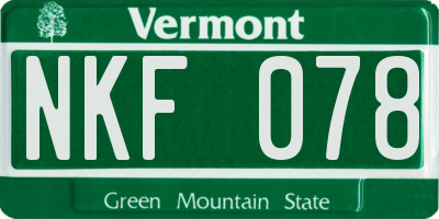 VT license plate NKF078