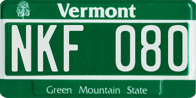 VT license plate NKF080