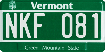 VT license plate NKF081