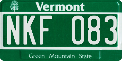 VT license plate NKF083