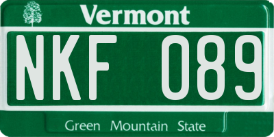 VT license plate NKF089