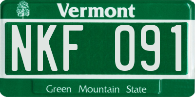 VT license plate NKF091