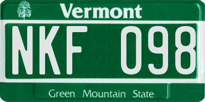 VT license plate NKF098