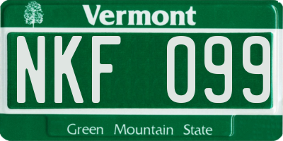 VT license plate NKF099