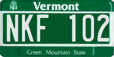 VT license plate NKF102