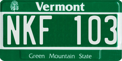 VT license plate NKF103