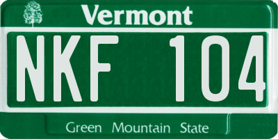 VT license plate NKF104