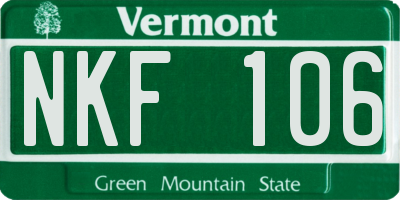 VT license plate NKF106