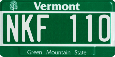 VT license plate NKF110
