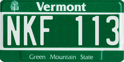 VT license plate NKF113