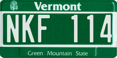 VT license plate NKF114