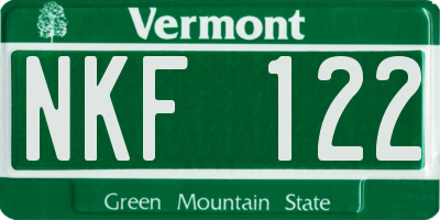 VT license plate NKF122