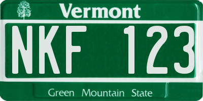 VT license plate NKF123