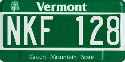 VT license plate NKF128