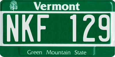 VT license plate NKF129