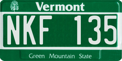 VT license plate NKF135