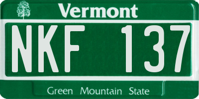 VT license plate NKF137
