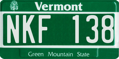 VT license plate NKF138