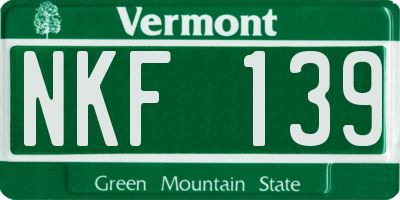 VT license plate NKF139