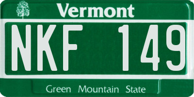 VT license plate NKF149