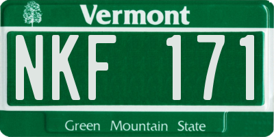 VT license plate NKF171