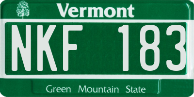 VT license plate NKF183