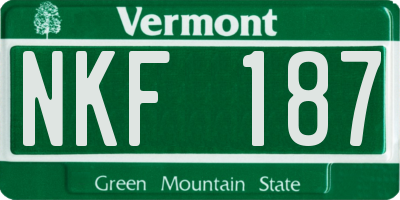 VT license plate NKF187