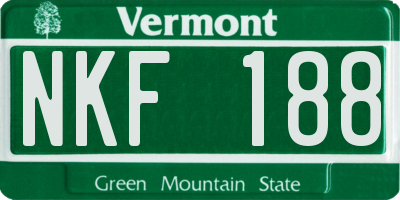 VT license plate NKF188