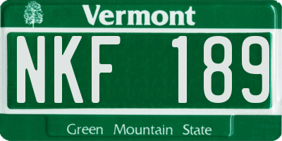 VT license plate NKF189