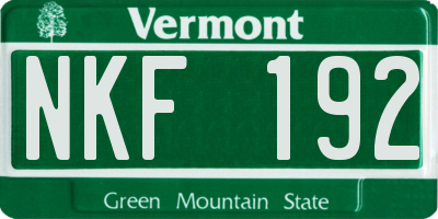 VT license plate NKF192