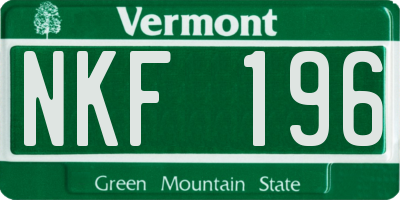 VT license plate NKF196