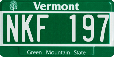 VT license plate NKF197