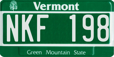 VT license plate NKF198