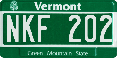 VT license plate NKF202