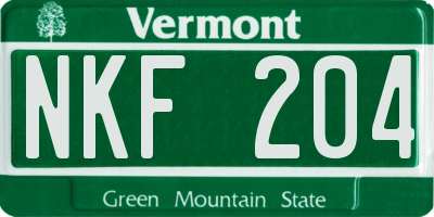 VT license plate NKF204