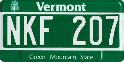 VT license plate NKF207