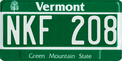 VT license plate NKF208