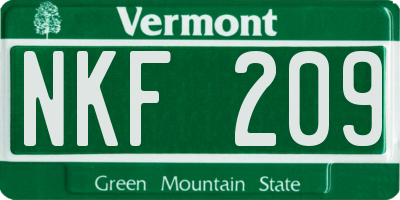 VT license plate NKF209