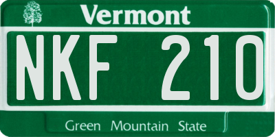 VT license plate NKF210