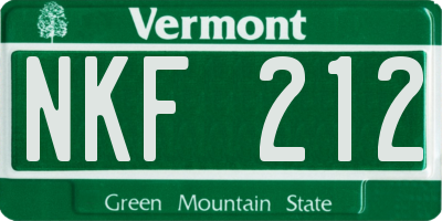 VT license plate NKF212