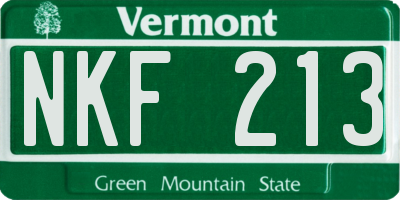 VT license plate NKF213