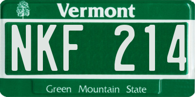 VT license plate NKF214
