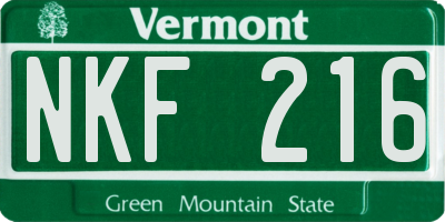 VT license plate NKF216